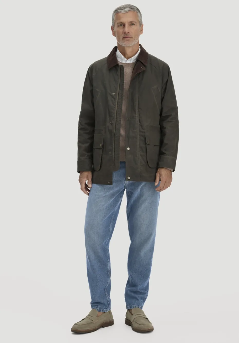hessnatur Wachsjacke Regular aus reiner Bio-Baumwolle von oliv Best