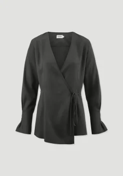 hessnatur Wickelbluse Regular aus TENCEL™ Lyocell von tannengrün Online