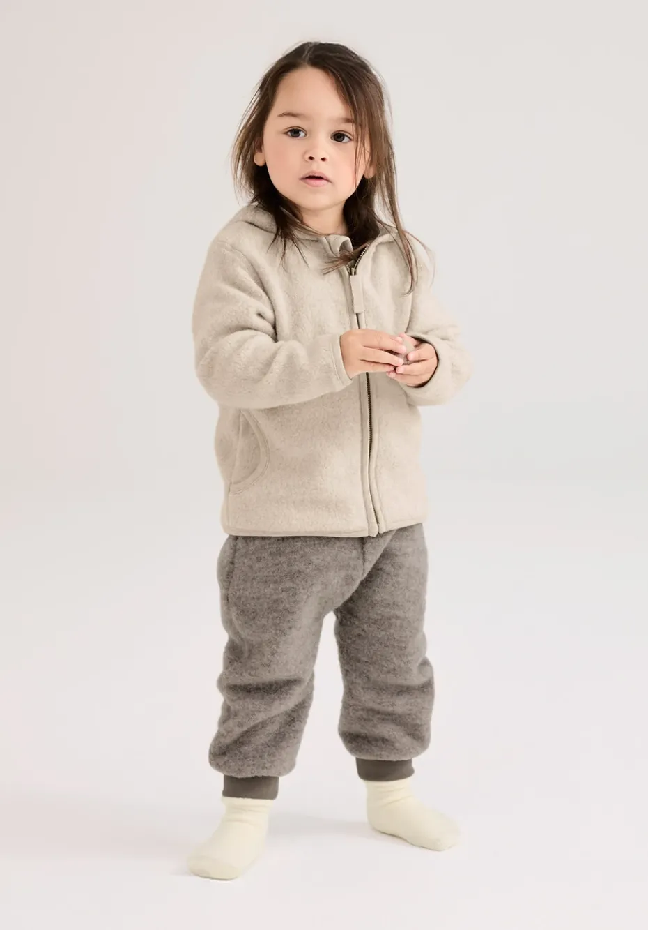 hessnatur Wollfleece Hose aus reiner Bio-Merinowolle von greige Hot