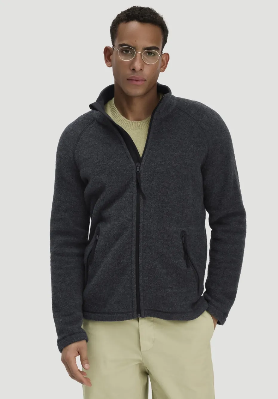 hessnatur Wollfleece Jacke Regular aus reiner Bio-Merinowolle von anthrazit Online