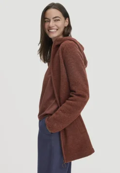 hessnatur Wollfleece Kapuzen-Jacke Regular aus Bio-Merinowolle und Bio-Baumwolle von dunkles rost Best