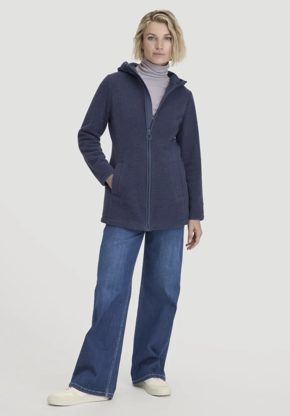 hessnatur Wollfleece Kapuzen-Jacke Regular aus Bio-Merinowolle und Bio-Baumwolle von pastell iris Best