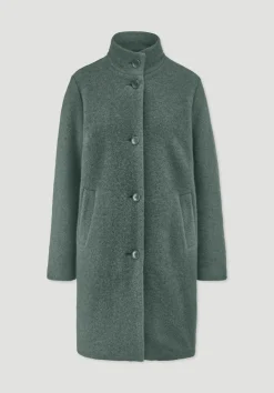 hessnatur Wollfleece Mantel Regular aus reiner Bio-Merinowolle von fichtengrün Sale