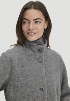 hessnatur Wollfleece Mantel Regular aus reiner Bio-Merinowolle von grau Clearance