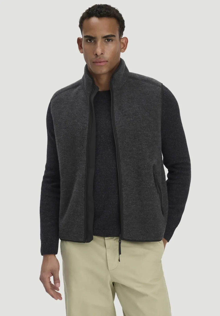 hessnatur Wollfleece Weste Regular aus reiner Bio-Merinowolle von anthrazit Outlet