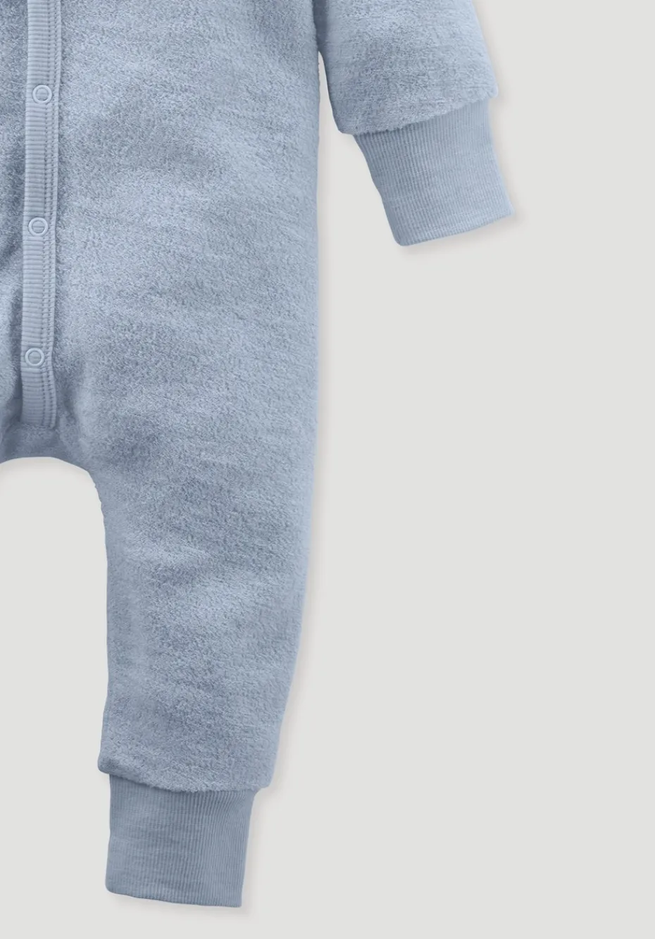 hessnatur Wollfrottee Overall aus reiner Bio-Merinowolle von helles jeansblau