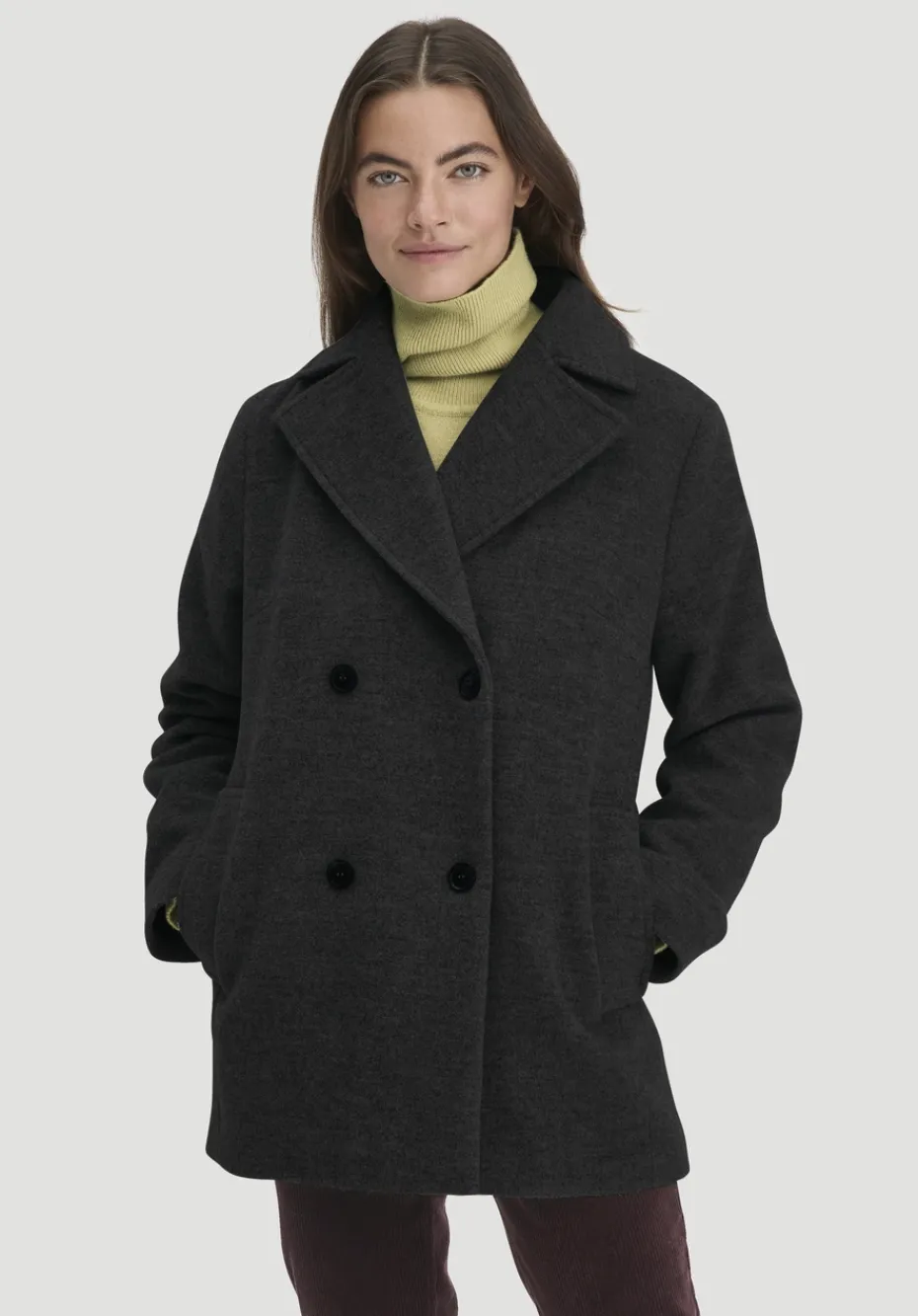 hessnatur Wolljacke Caban Relaxed aus reiner Bio-Schurwolle von anthrazit Best