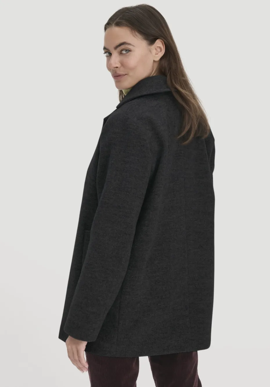 hessnatur Wolljacke Caban Relaxed aus reiner Bio-Schurwolle von anthrazit Best