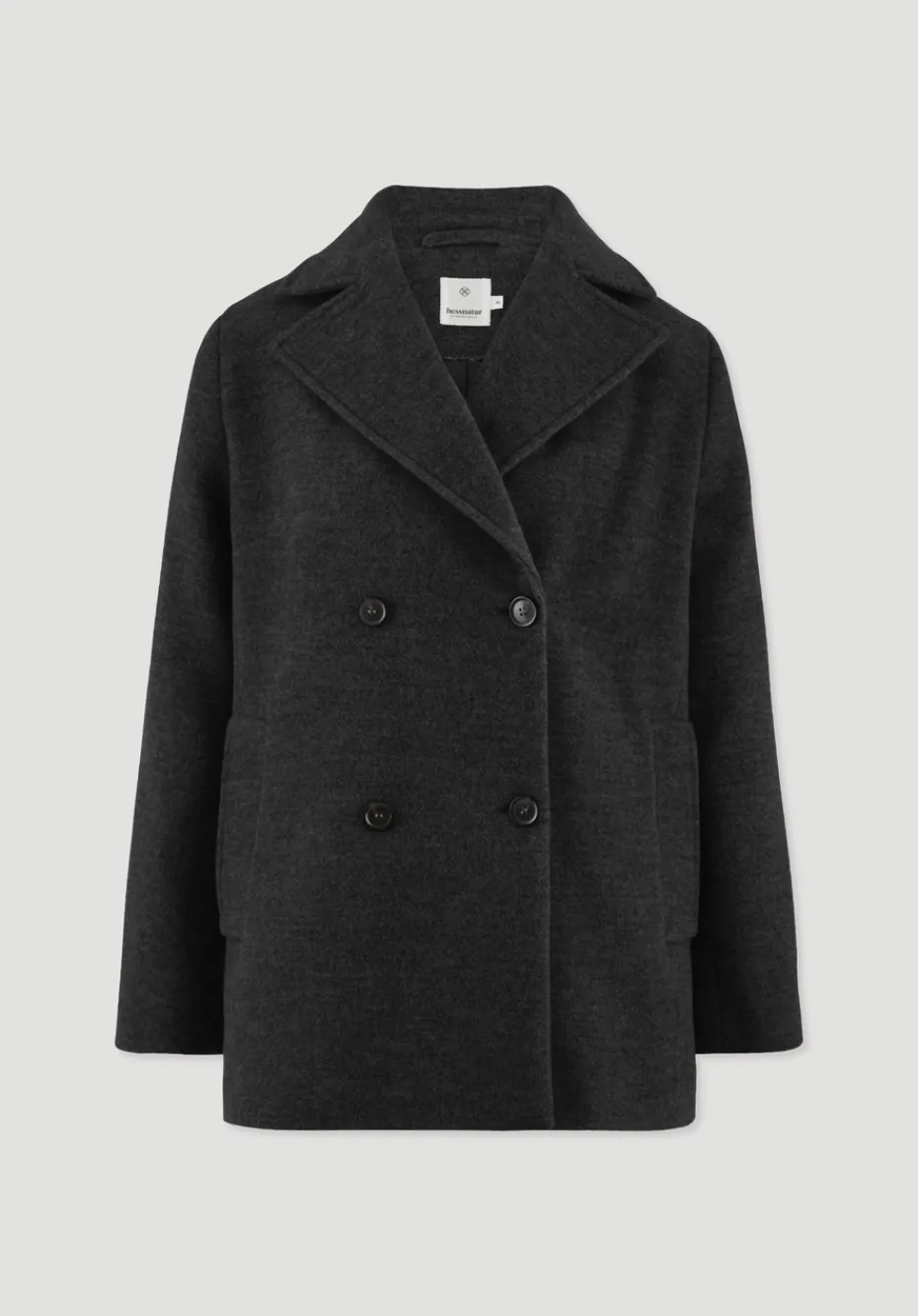 hessnatur Wolljacke Caban Relaxed aus reiner Bio-Schurwolle von anthrazit Best