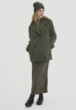 hessnatur Wolljacke Caban Relaxed aus reiner Bio-Schurwolle von tannengrün Outlet