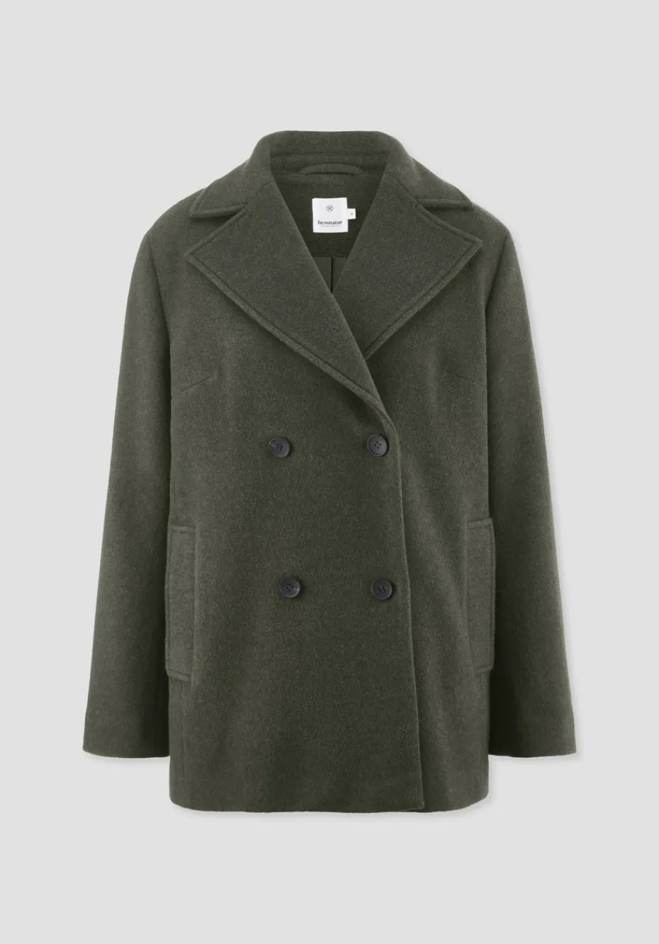 hessnatur Wolljacke Caban Relaxed aus reiner Bio-Schurwolle von tannengrün Outlet