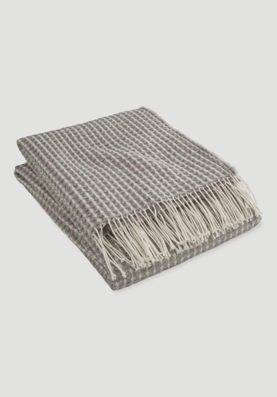 hessnatur Wollmix Waffle Plaid YARA aus Bio-Lambswool mit Bio-Baumwolle von naturgrau Clearance