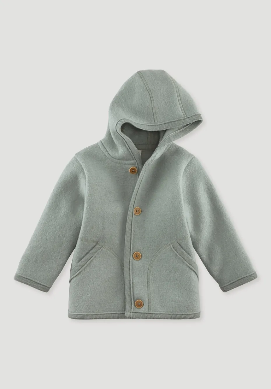 hessnatur Wollwalk Jacke aus reiner Bio-Merinowolle von mattgrün Outlet