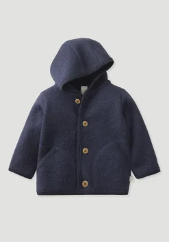 hessnatur Wollwalk Jacke aus reiner Bio-Merinowolle von marine Sale