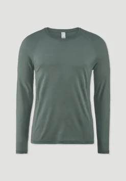 hessnatur Wool-Silk Longsleeve aus Bio-Merinowolle mit Seide von fichtengrün Hot